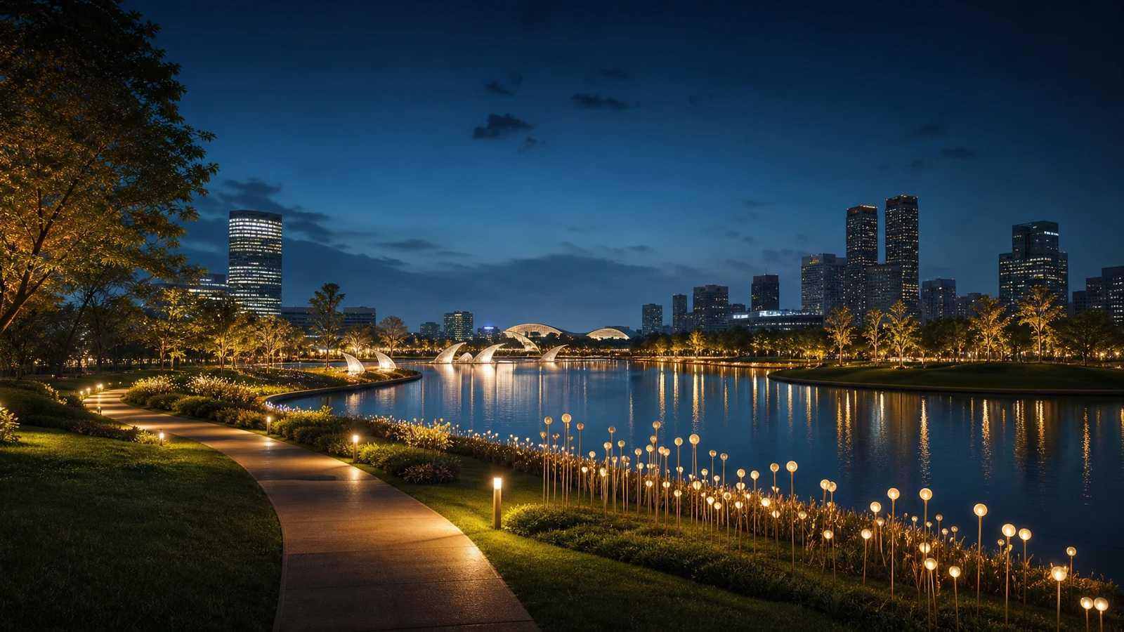 城市公园夜游